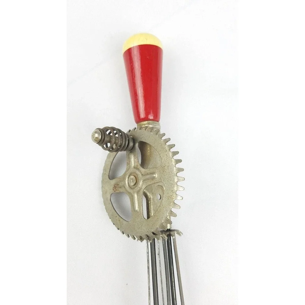 Vintage mid century Ekco egg beater manual rotating rustic primitive